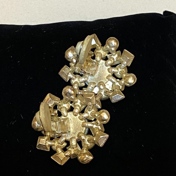 Vintage mid 1990s Clear Stones Clip-on Earrings - Picture 4 of 4